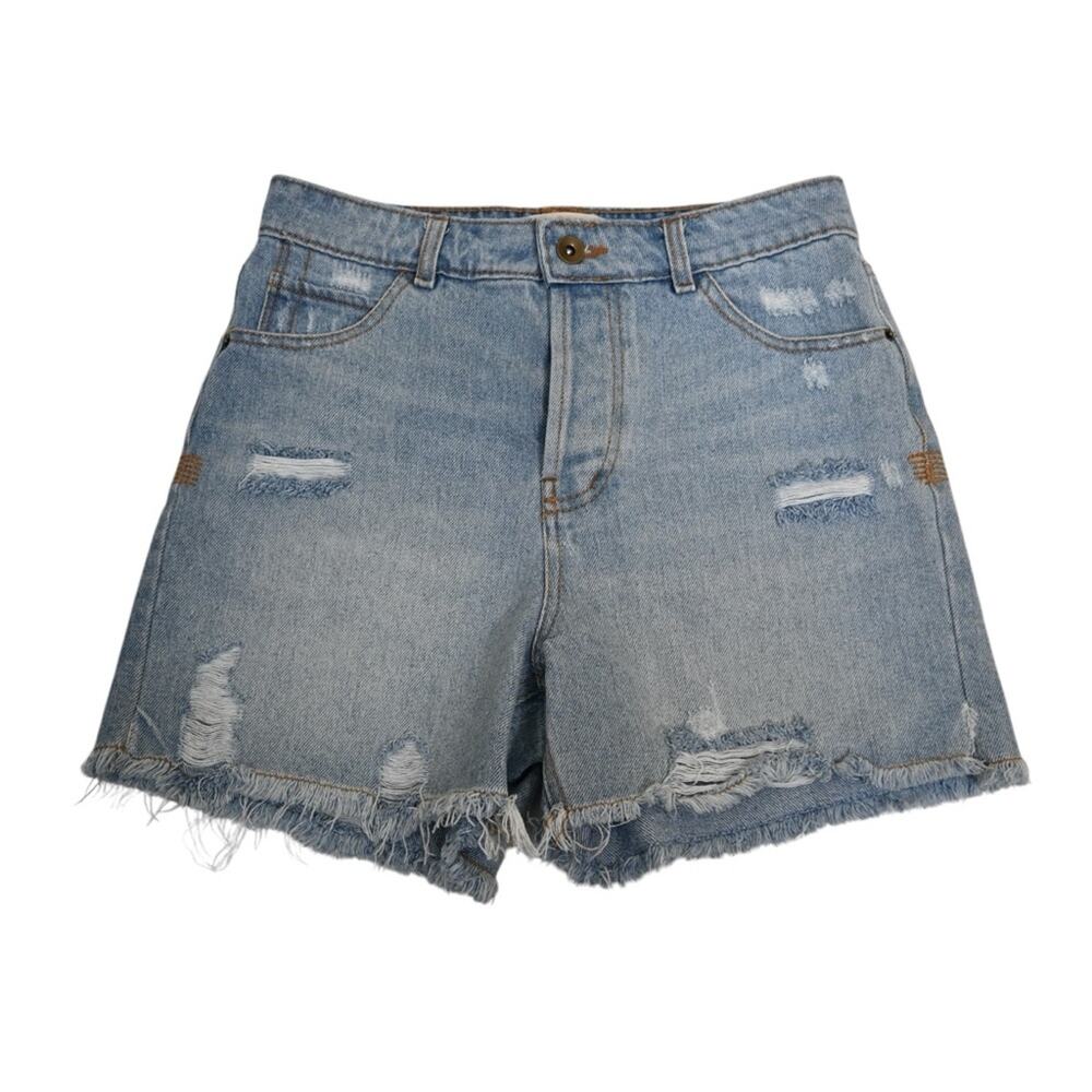 Chelsea & Violet Womens 26 High Waist Distressed Button Fly Shorts
